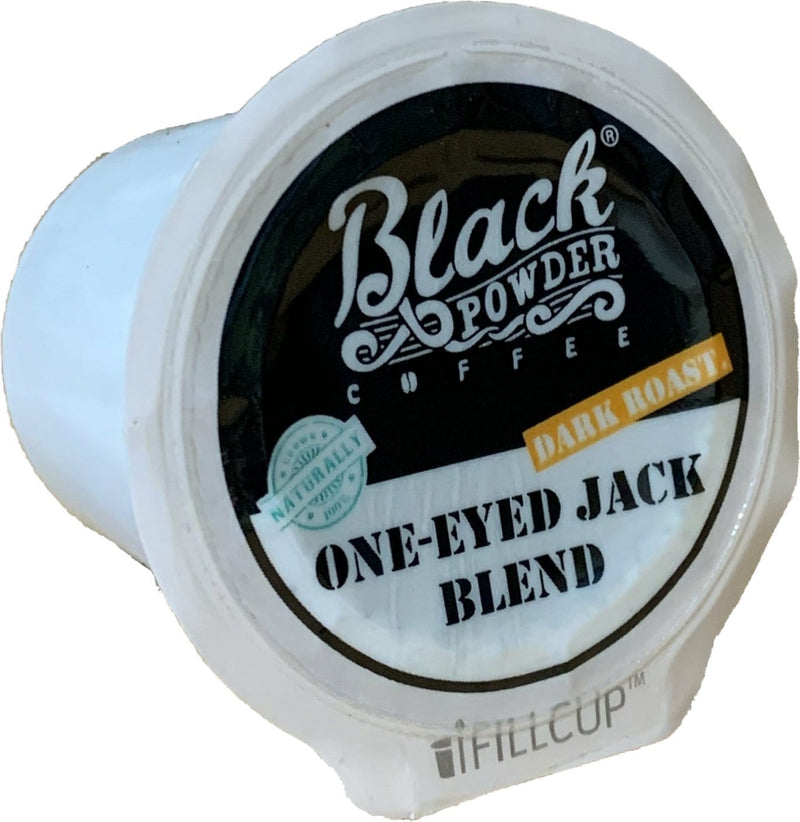 Load image into Gallery viewer, One-Eyed Jack Blend | Dark Roast | Single Serve Cups, Box of 12 by Black Powder Coffee
