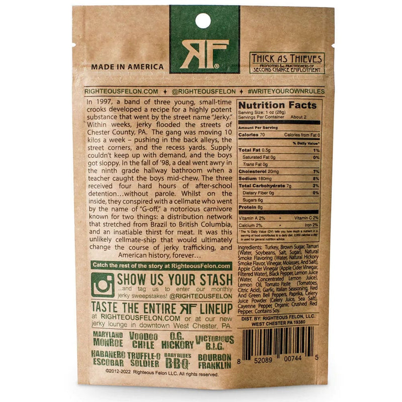 Load image into Gallery viewer, Righteous Felon Fowl Capone Turkey Jerky 2oz