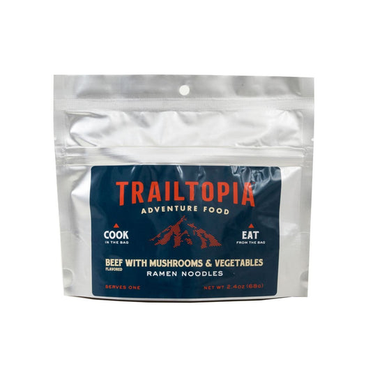 Trailtopia Adventure Food Ramen Noodles - Beef flavored with Vegetables and Mushrooms