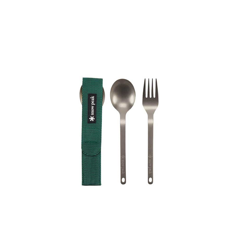 Load image into Gallery viewer, Snow Peak Titanium Fork &amp; Spoon Set
