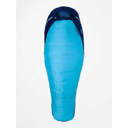 Blue sleeping bag on a white background