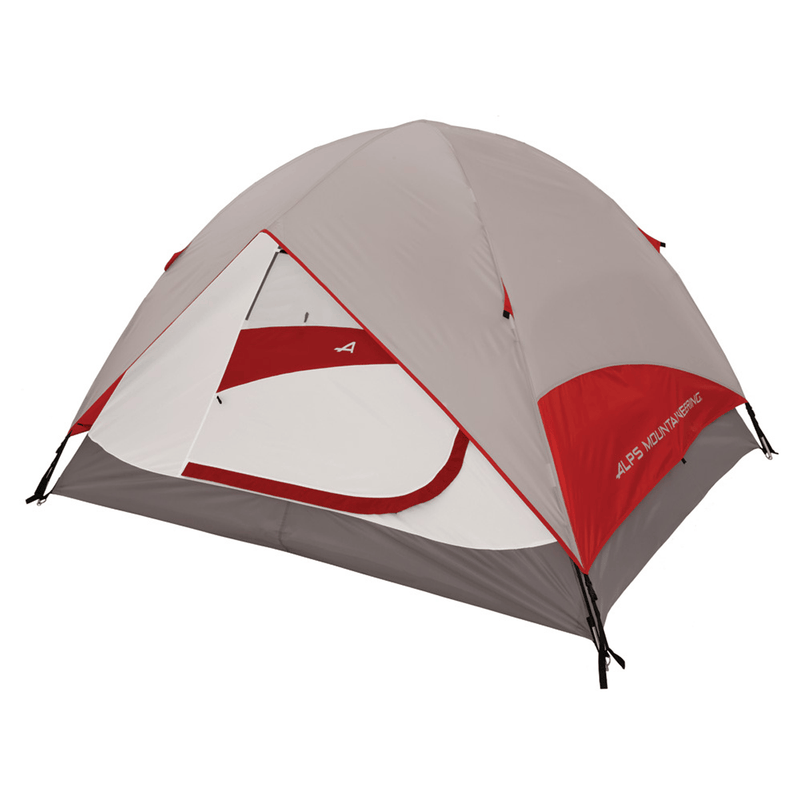 Load image into Gallery viewer, Gray and red tent with a visible brand logo on a white background