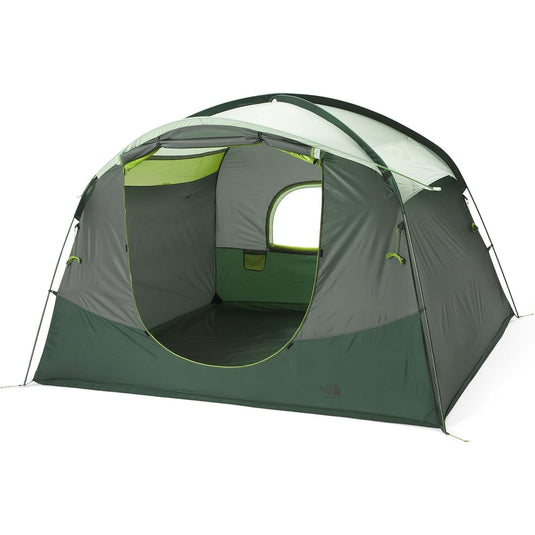 Green and gray tent on a white background