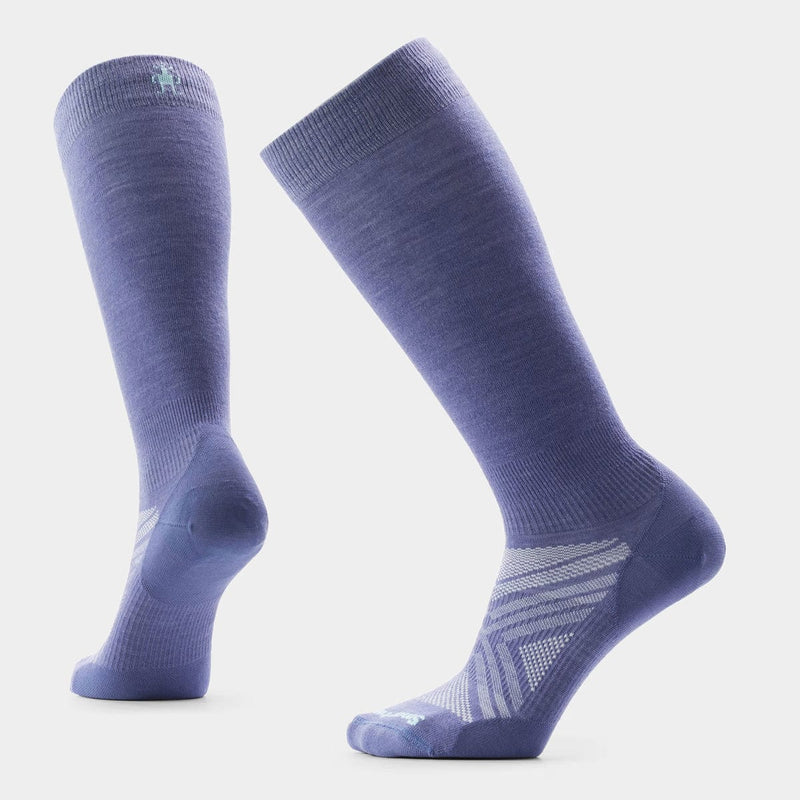 Load image into Gallery viewer, Pair of purple knee-high socks on a light gray background