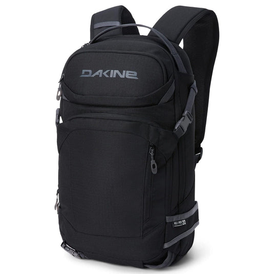Black backpack with Dakine logo on a white background