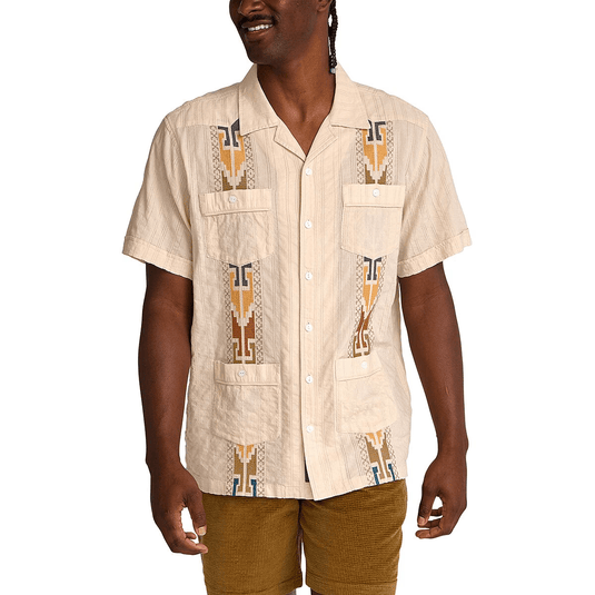Howler Brothers Guayabera Shirt - Temple Tracks Oatmeal