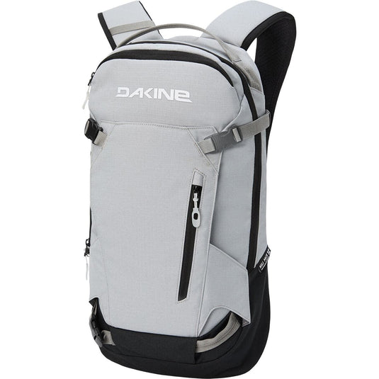 Gray backpack with black accents and Dakine logo on a white background