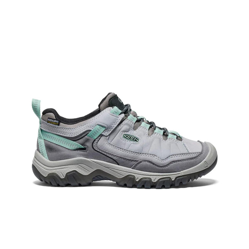 Load image into Gallery viewer, Gray hiking shoe with teal accents on a white background