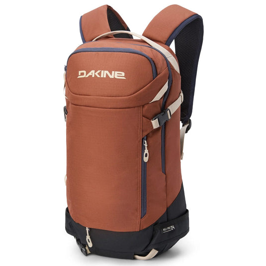 Brown and black backpack with Dakine logo on a white background