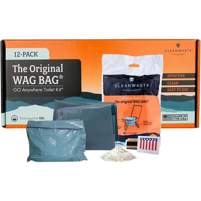 Load image into Gallery viewer, WAG BAG Go Anywhere Toilet Kit packaging with components on a white background