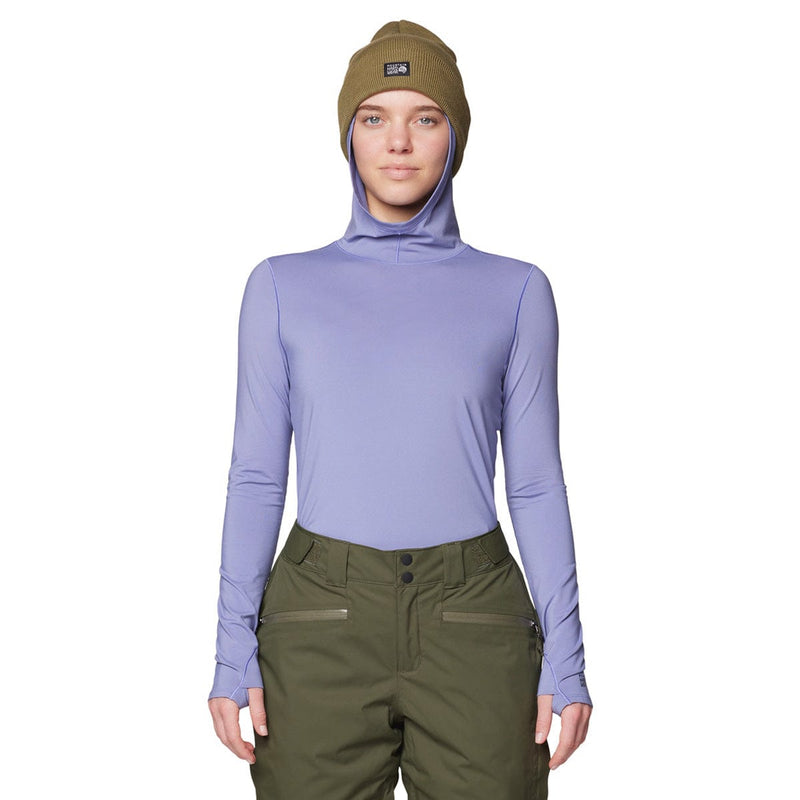 Load image into Gallery viewer, Person wearing a light purple long-sleeve top, olive green pants, and a beanie on a white background