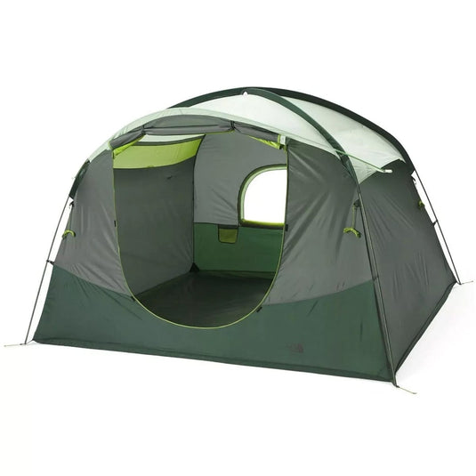 Green and gray tent on a white background