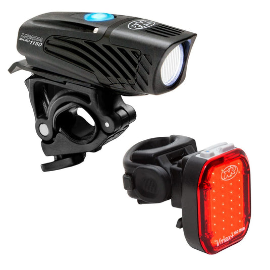 Bicycle light set with front and rear lights on a white background