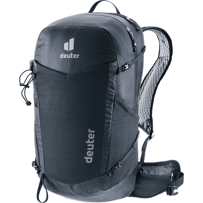 Load image into Gallery viewer, Black Deuter backpack on a white background