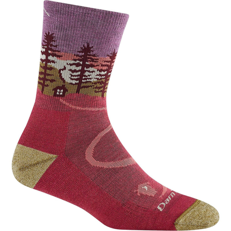 Load image into Gallery viewer, Red sock with nature-themed design on a white background
