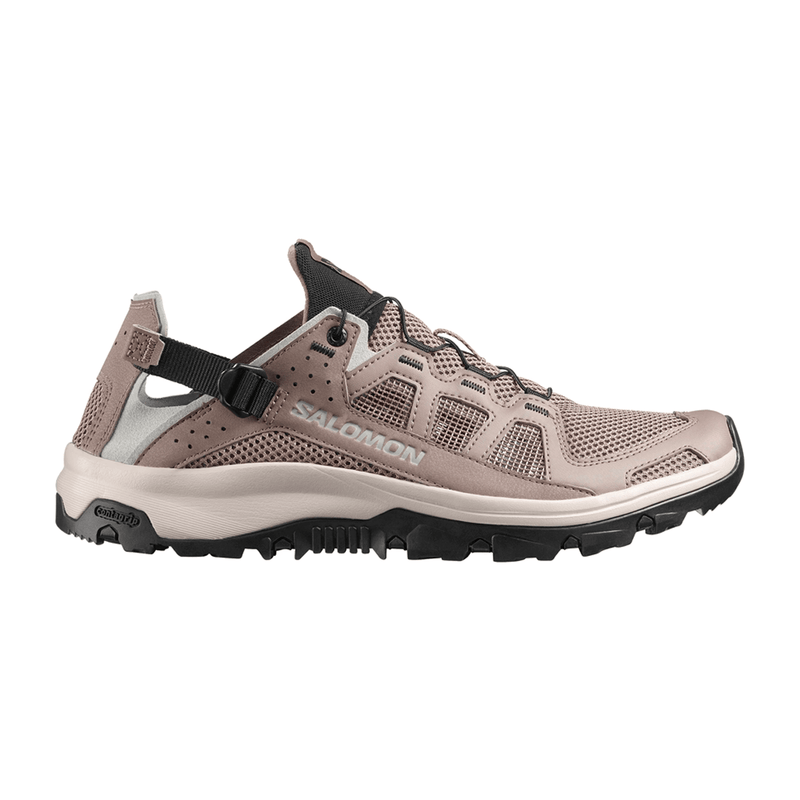 Load image into Gallery viewer, Black sneaker with brand logo on a light gray background