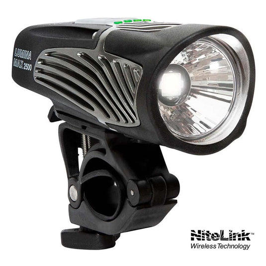 Bicycle headlight with NiteLink logo on a white background