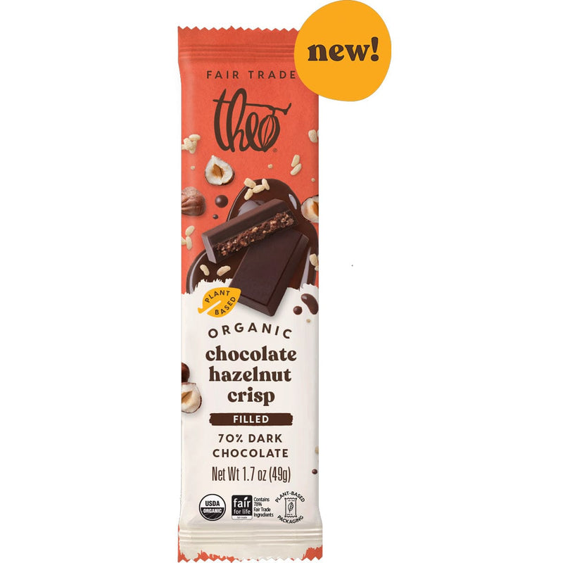 Load image into Gallery viewer, Theo's Filled Chocolate Hazelnut Crisp 70% Dark Chocolate
