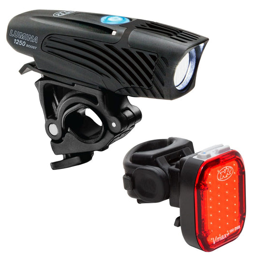 Bicycle light set with front and rear lights on a white background
