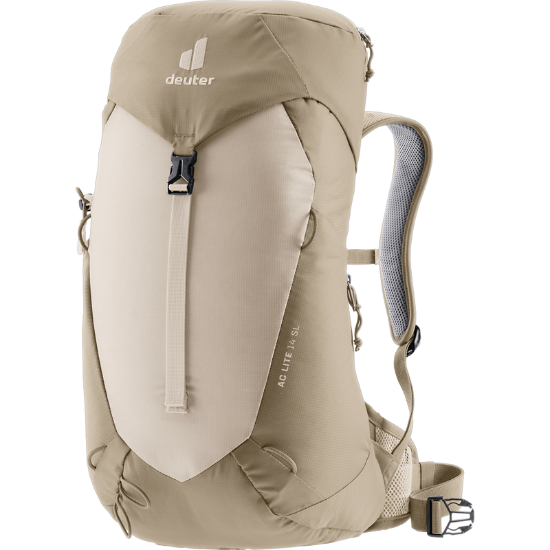 Load image into Gallery viewer, Beige hiking backpack with Deuter logo on a white background