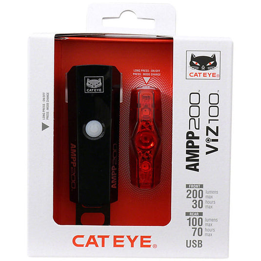 CatEye Cycling AMPP200/ViZ100 Headlight/Taillight Set