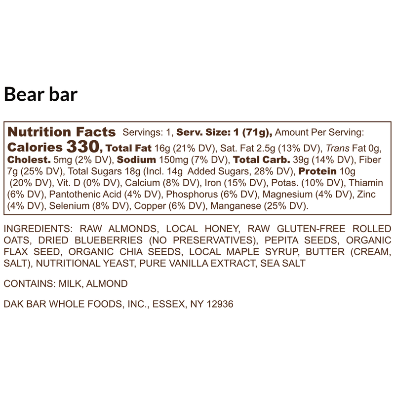 Load image into Gallery viewer, Dak Bar Bear - Blueberry, Almond & Maple
