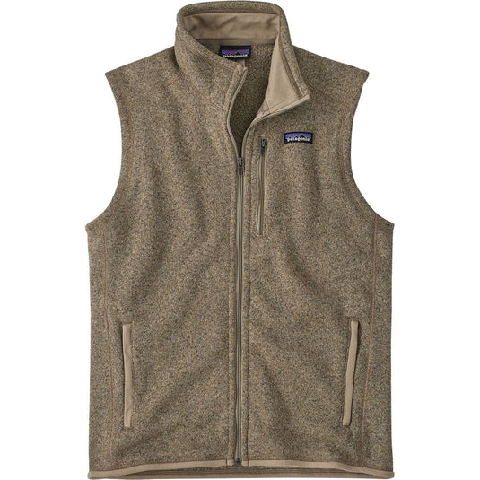 Brown fleece vest with a brand logo on a white background
