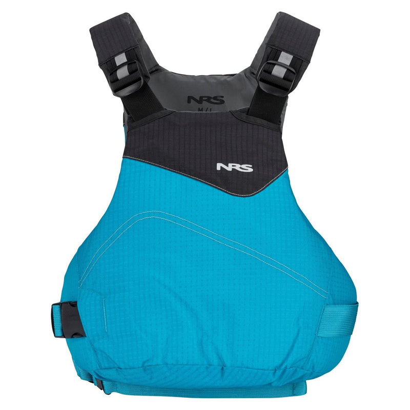 Load image into Gallery viewer, Blue and black life vest with NRS logo on a white background