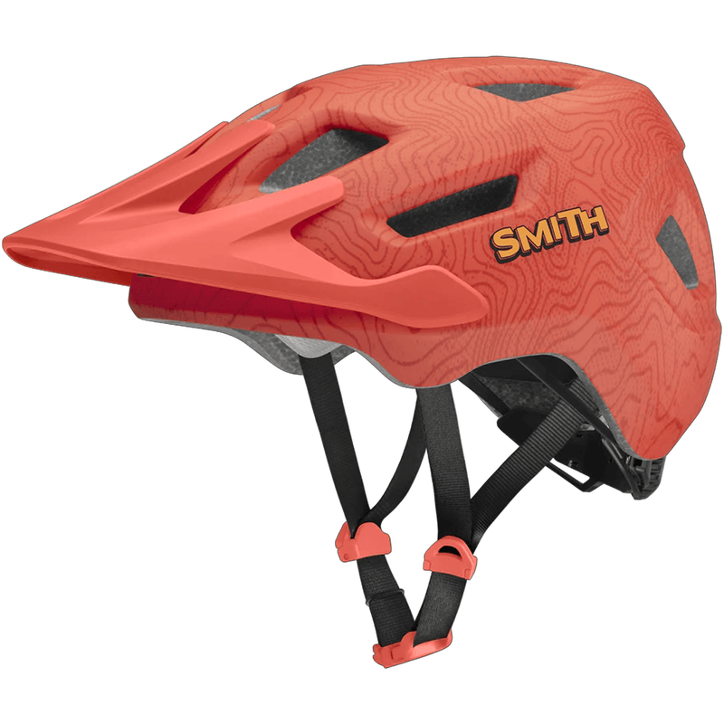 Load image into Gallery viewer, Red helmet with 'Smith' logo on a white background