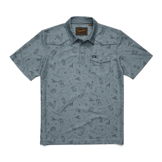 Howler Brothers Ranchero Tech Polo - Sea Rodeo Iron Blue