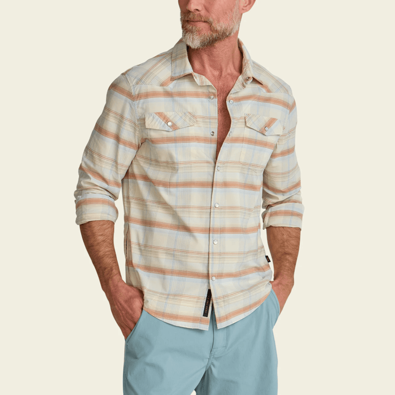 Load image into Gallery viewer, Howler Brothers H Bar B Tech Longsleeve - Cameron Plaid / Cream