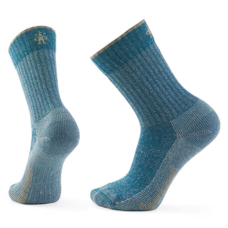 Load image into Gallery viewer, A pair of Smartwool Hike Classic Edition Light Cushion 2nd Cut Crew Socks in blue color, showcasing the side and top views.