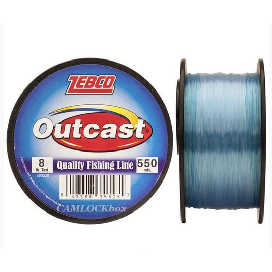 Zebco Outcast fishing line spool on a white background