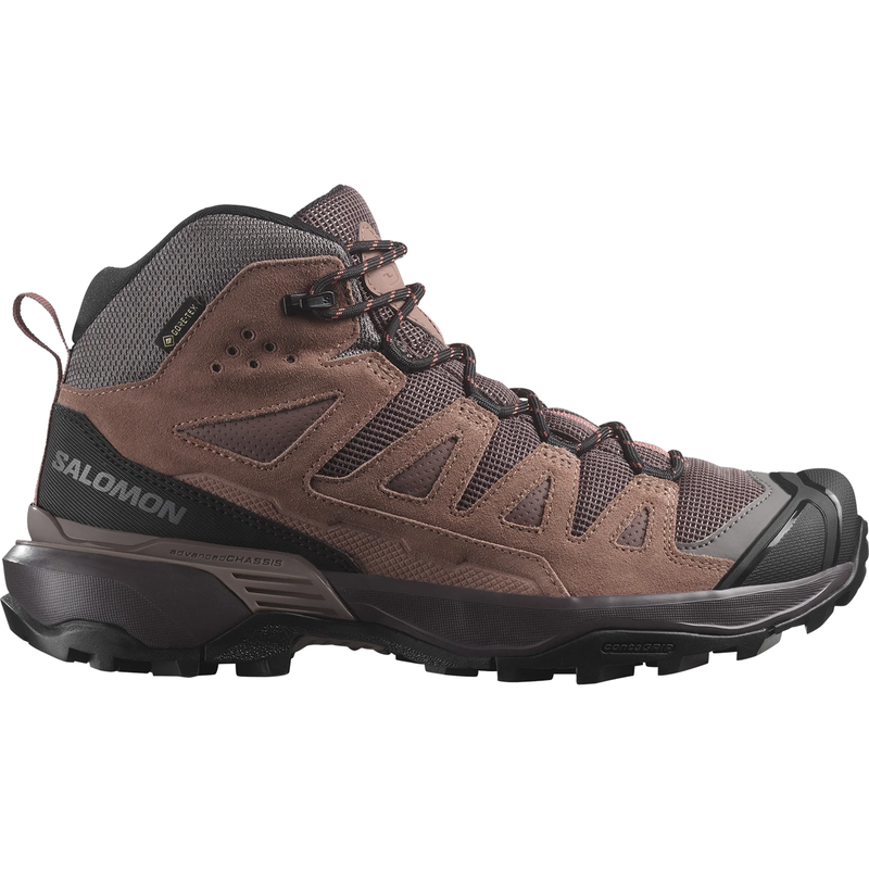 Load image into Gallery viewer, Brown hiking boot with black sole on a white background