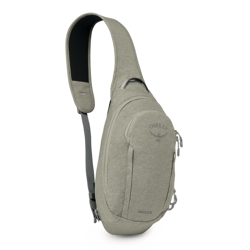 Load image into Gallery viewer, Light gray sling bag with Osprey logo on a white background