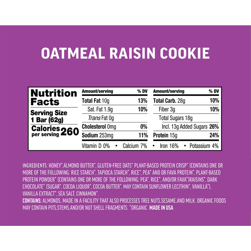 Load image into Gallery viewer, Kate's Oatmeal Raisin Cookie 15g Protein Bar