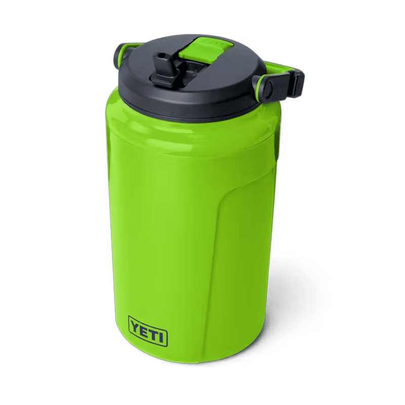 Load image into Gallery viewer, Green YETI mug with a black lid on a white background