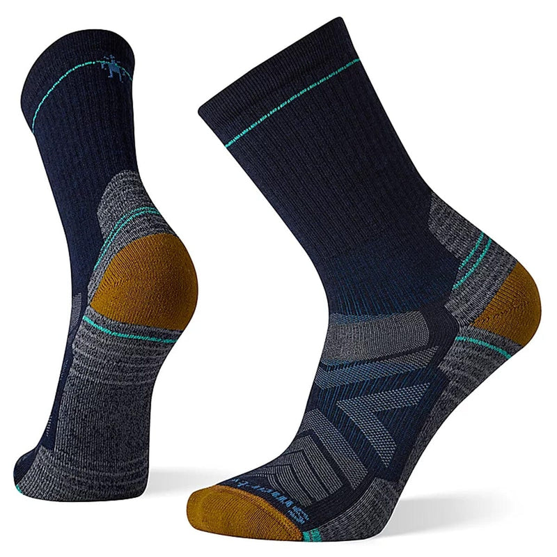 Load image into Gallery viewer, A pair of SmartWool Hike Light Cushion Crew socks in red and black, featuring a crew length and mesh zones on the side.