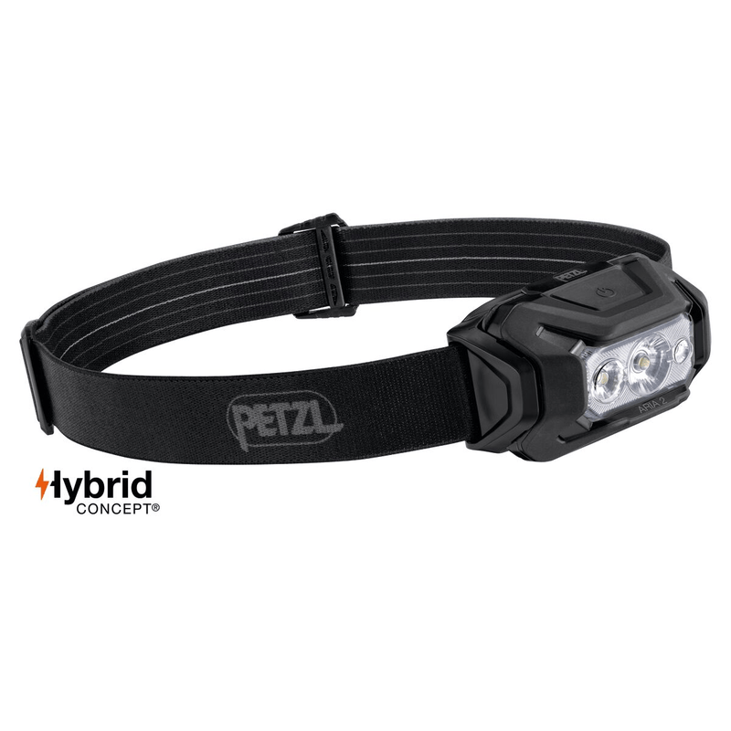 Load image into Gallery viewer, Black headlamp with Petzl logo on a white background