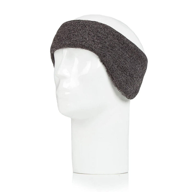 Load image into Gallery viewer, Gray knitted headband on a mannequin head against a white background