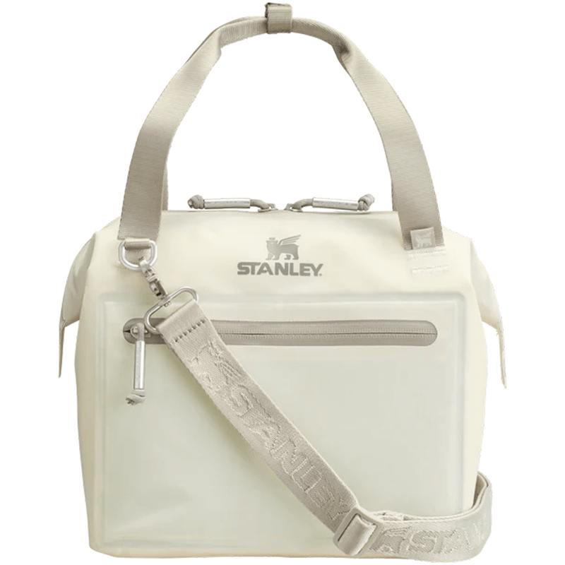 Load image into Gallery viewer, White backpack with shoulder strap and Stanley logo on a white background