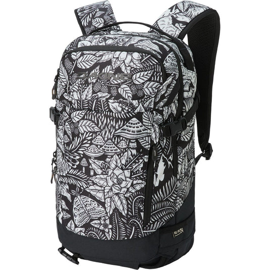 Backpack with black and white pattern on a white background