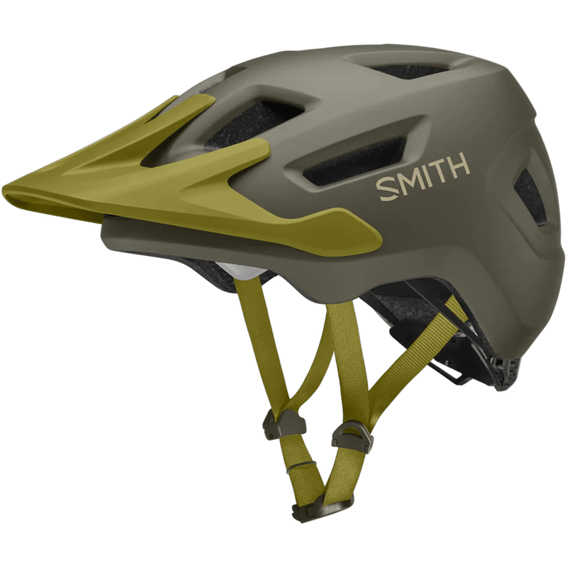 Load image into Gallery viewer, Smith helmet with green accents on a white background
