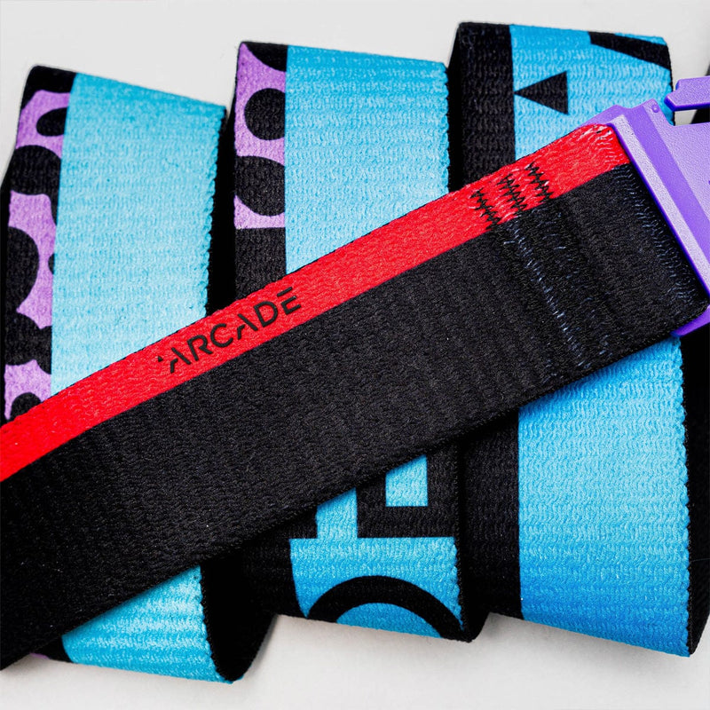 Load image into Gallery viewer, Colorful Arcade branded straps on a white background