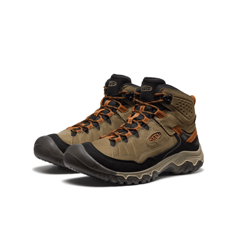 Load image into Gallery viewer, Pair of brown hiking boots with orange accents on a white background