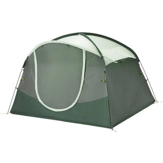 Green and gray tent on a white background