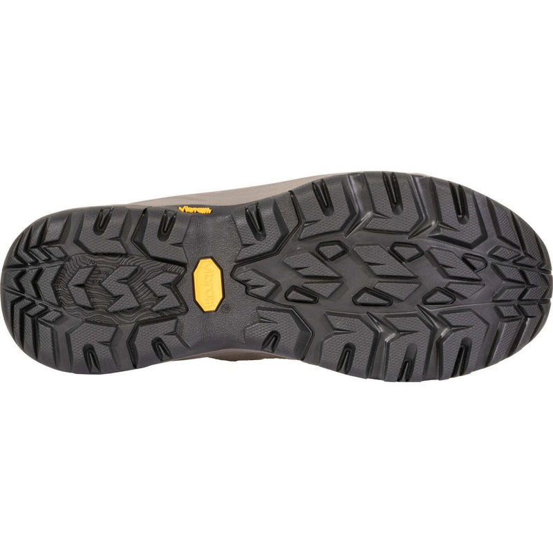 Load image into Gallery viewer, Close-up of a shoe sole with a textured pattern and a yellow logo on a white background