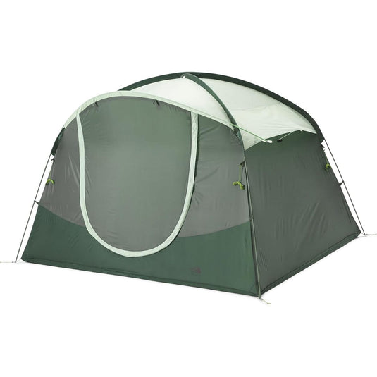 Green and gray tent on a white background