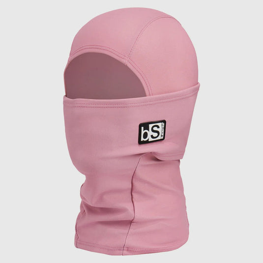 Pink balaclava with a logo on a light gray background