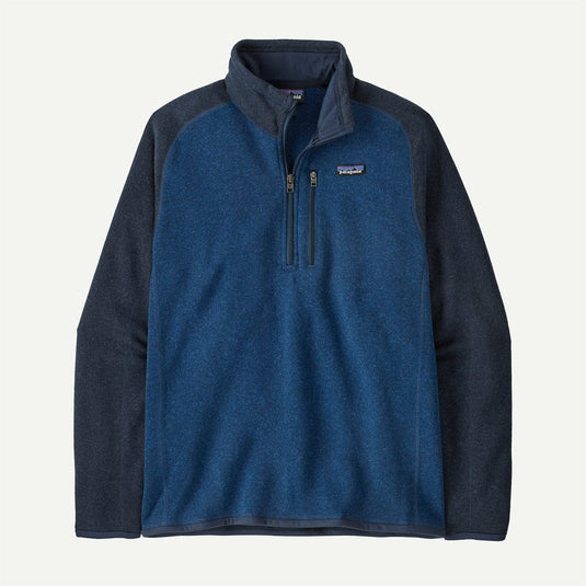 Blue fleece pullover with brand logo on a white background